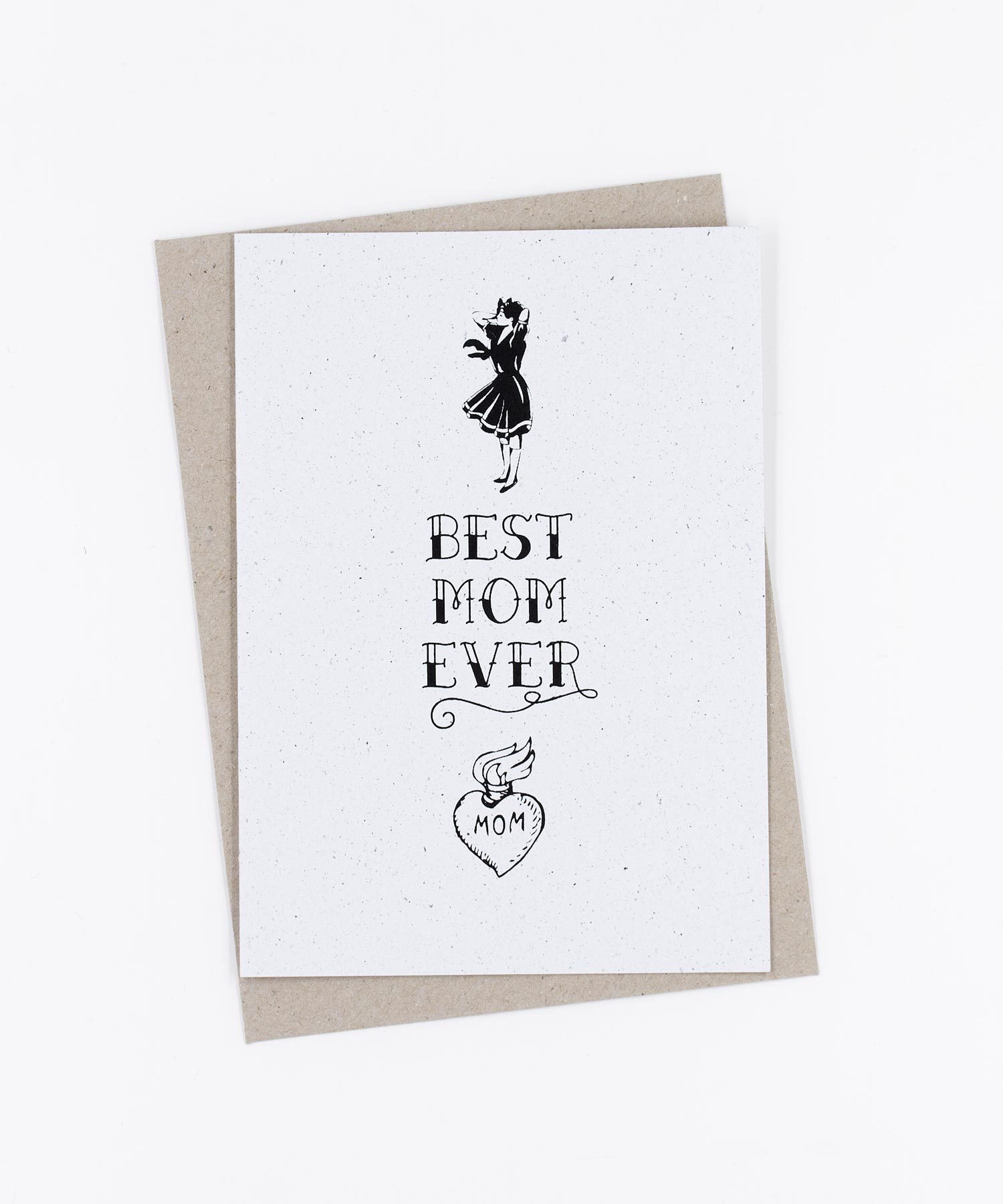 Siebdruck Grußkarte Tattoo · Best Mom Ever