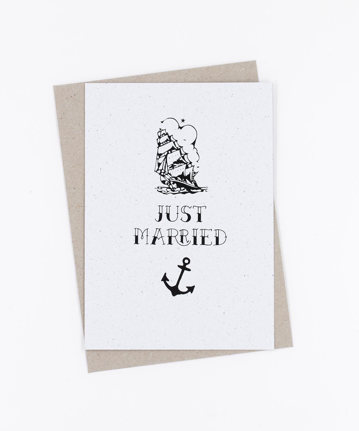 Siebdruck Hochzeitskarte Tattoo · Just Married