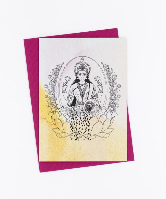 Yoga Grußkarte Lakshmi Aquarell