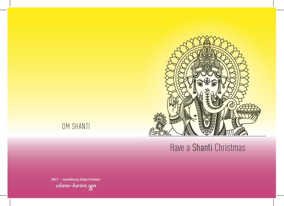 Weihnachtskarte Shanti · Ganesha