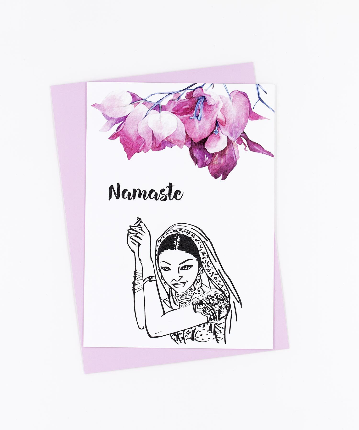 Yoga Postkarte Namaste Hortensia