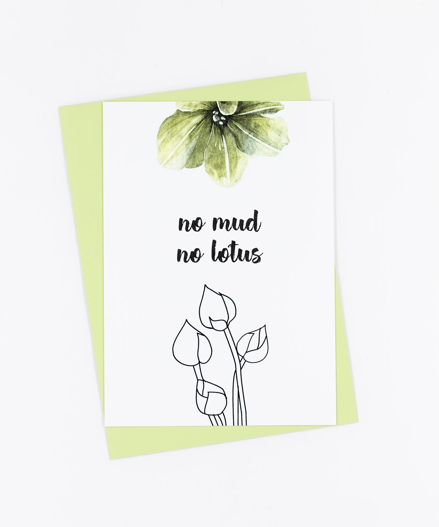 Yoga Postkarte No Mud No Lotos