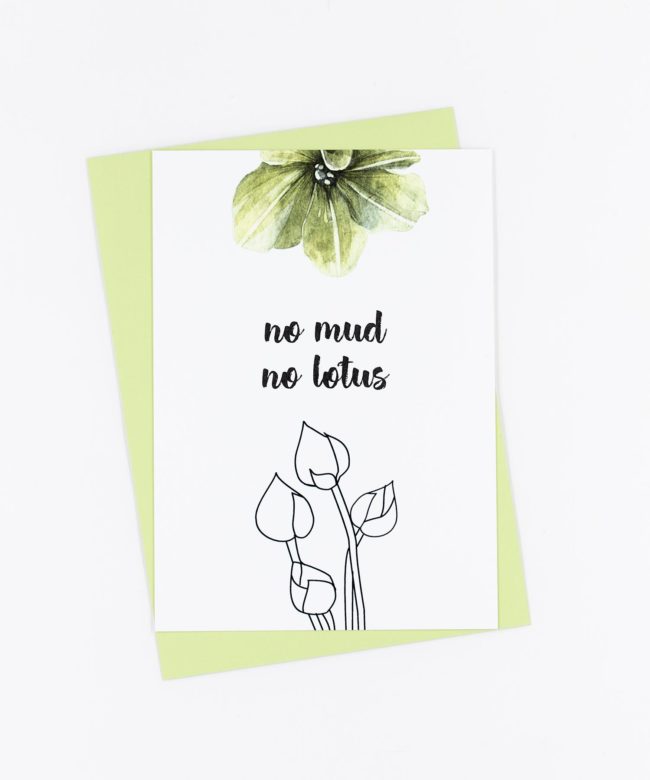 Yoga Postkarte No Mud No Lotos