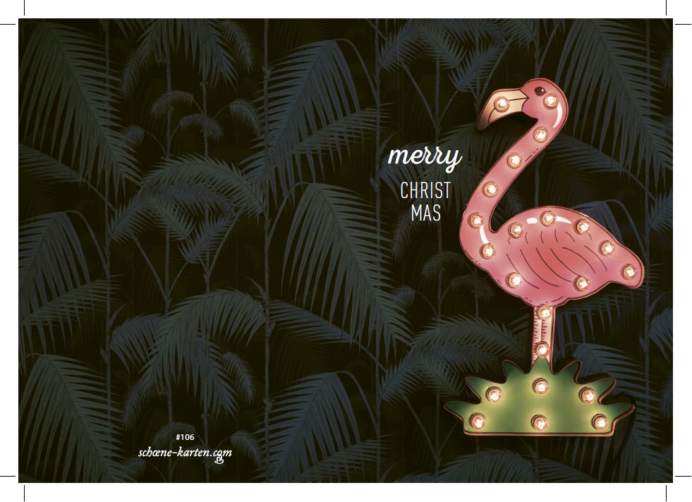 Weihnachtskarte Flamingo