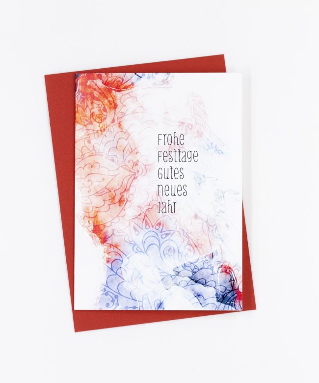 Weihnachtskarte Paisley Aquarell