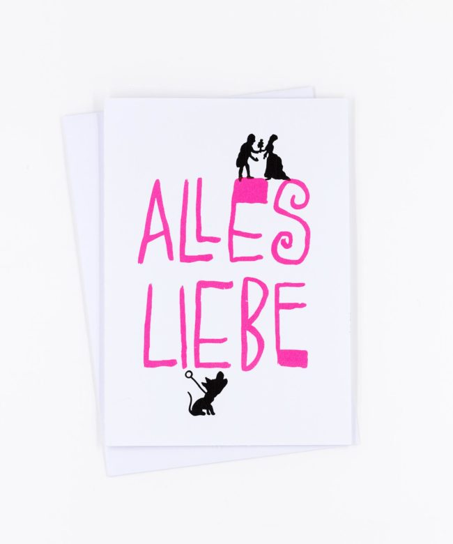 Siebdruck Grußkarte Alles Liebe