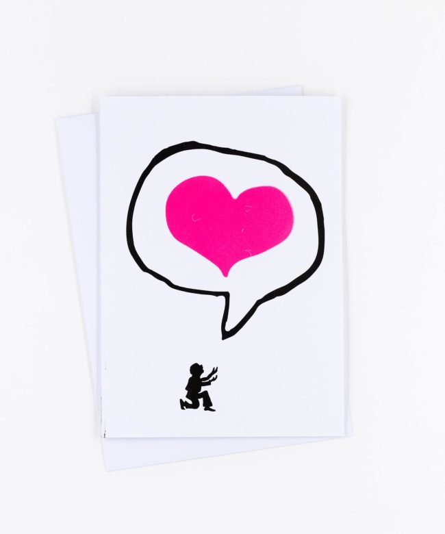 Siebdruck Grußkarte Ich liebe Dich