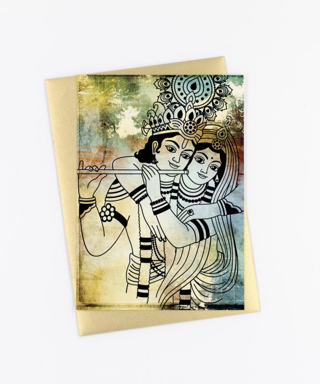 Yoga Postkarte Krsna und Radha
