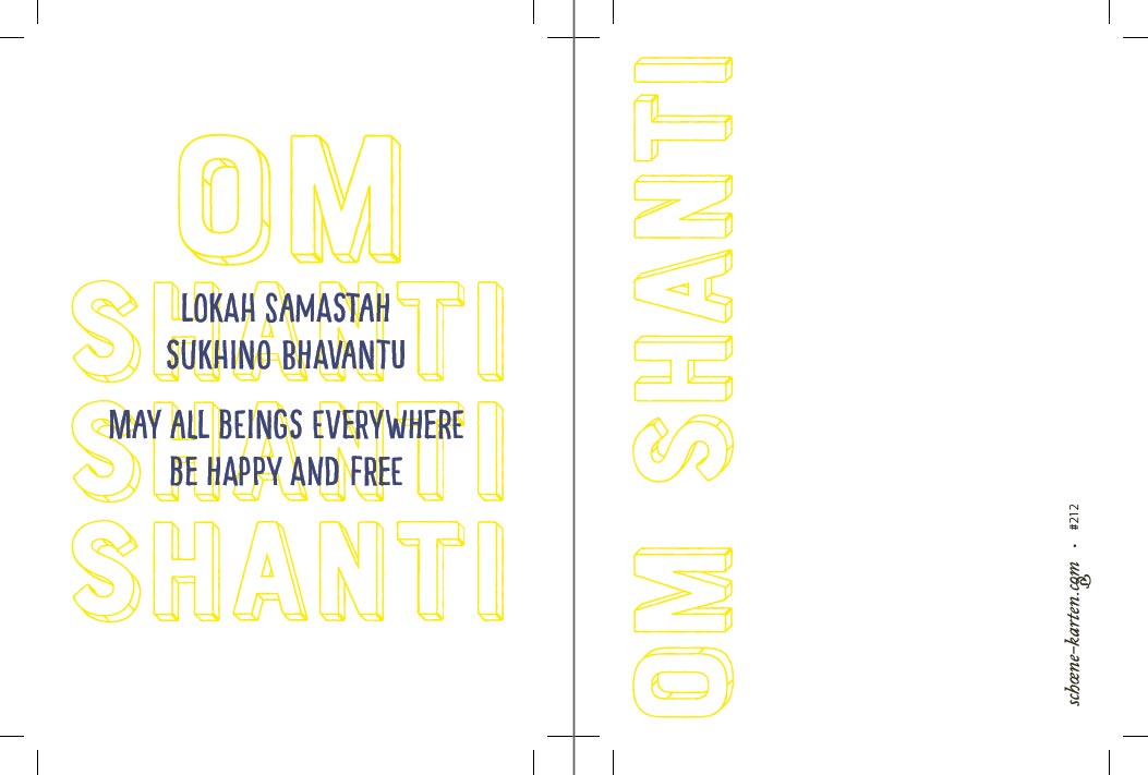 Yoga Postkarte Lokah Samastah Typo