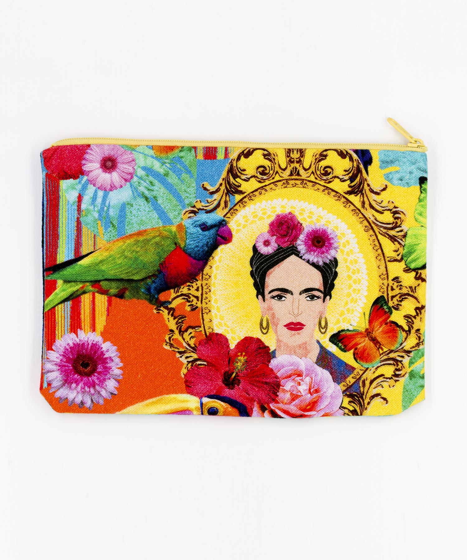 Kosmetiktasche Frida Kahlo mit Blumen und Vögeln
