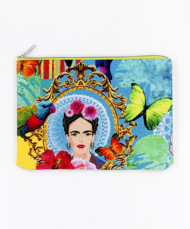 Kosmetiktasche Frida Kahlo mit Blumen und Vögeln