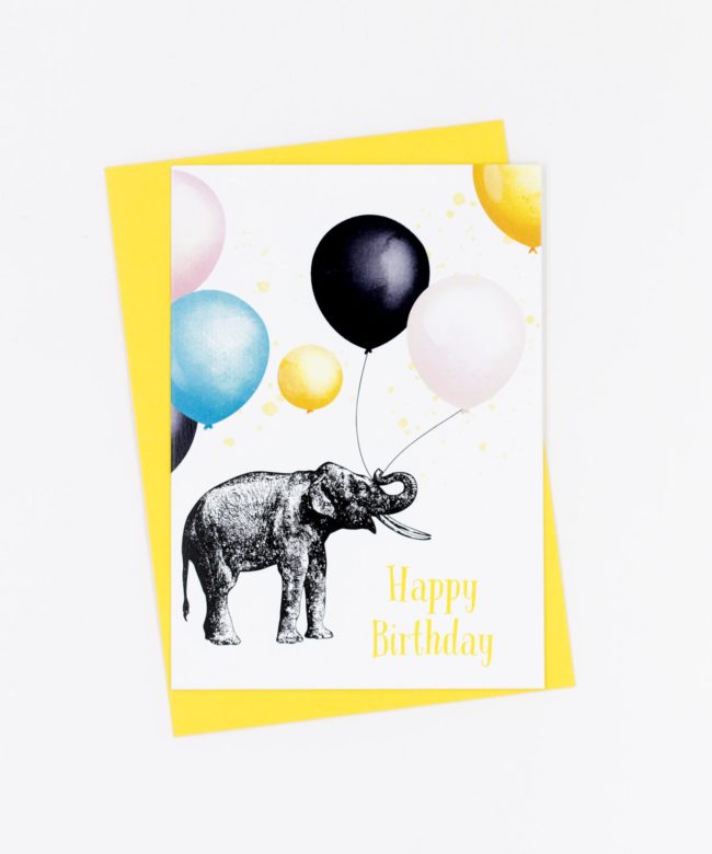 Geburtstagskarte Happy Birthday · Elefant
