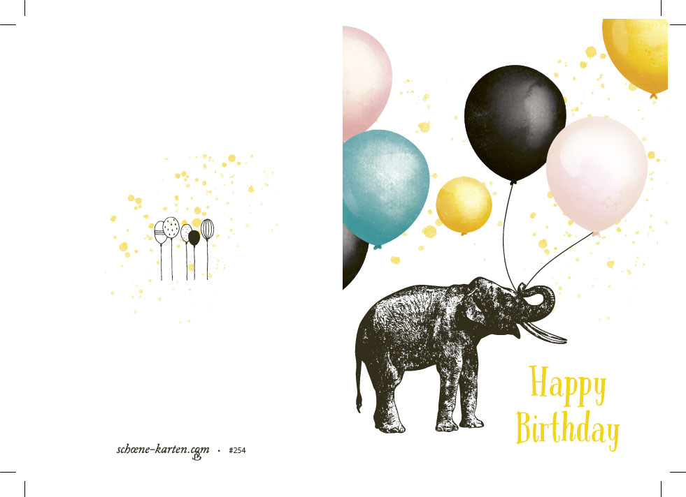Geburtstagskarte Happy Birthday · Elefant
