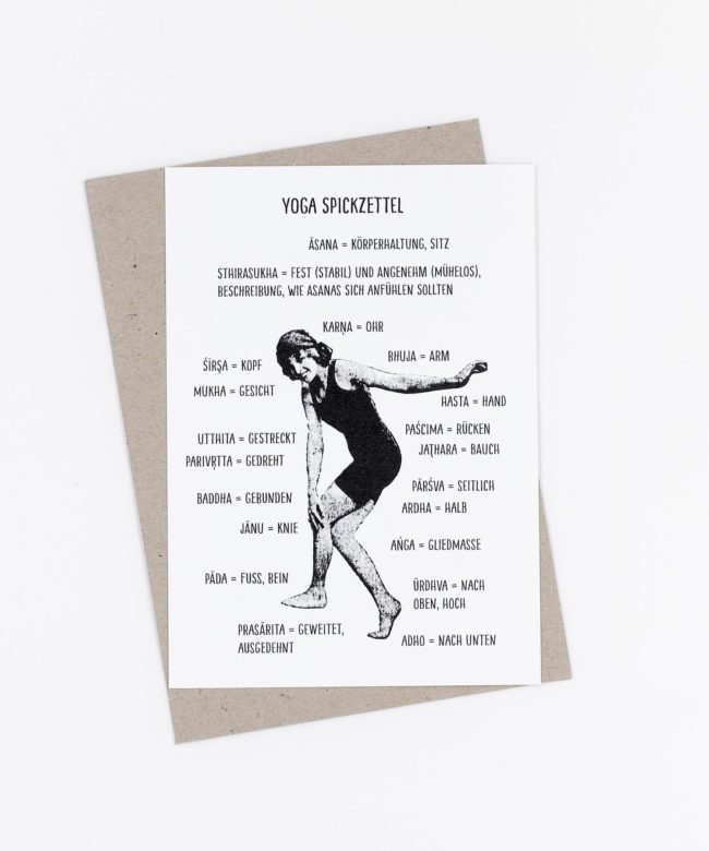 Postkarte Yoga Spickzettel