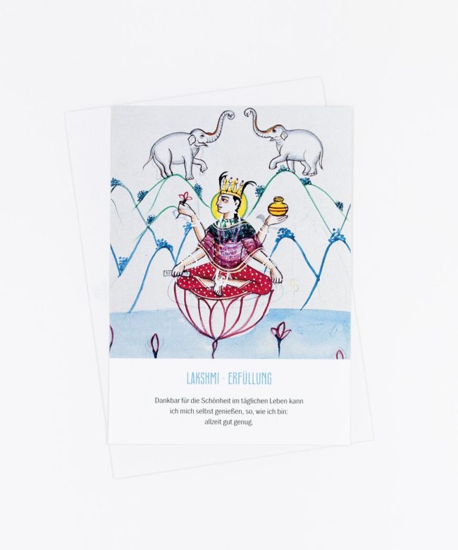 Yoga Postkarte Göttin Lakshmi