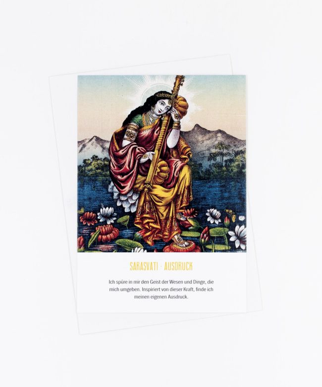 Yoga Postkarte Göttin Sarasvati